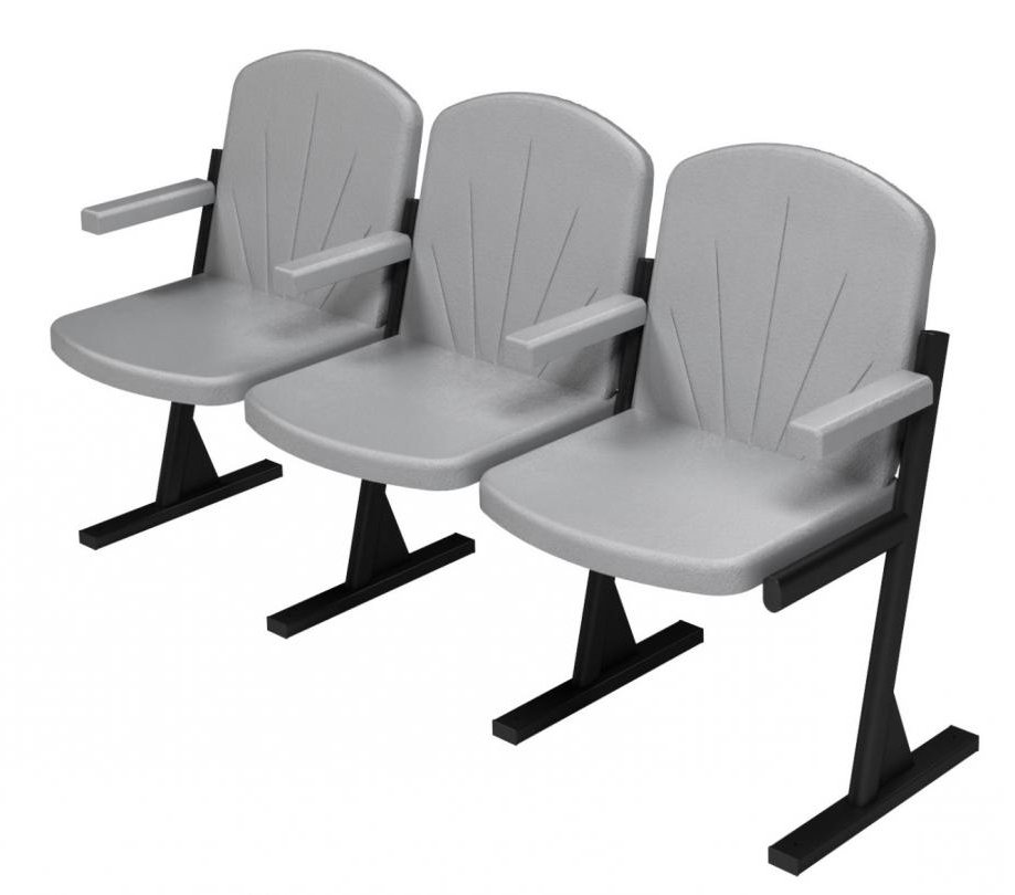 Крісло для актового залу 3-х місне, на металевому каркасі, напівм'яке (еко-шкіра), ЛЕЛЕКА, 1620х545х880 мм.